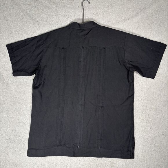 Tropical Breeze Shirt Men's Size XL Button Up Camp Cigar Cuba Black Embroidered - Picture 12 of 15